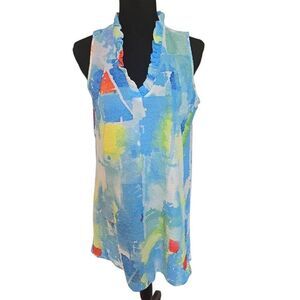 Ethyl Clothing Womens Watercolor Abstract Print Sleeveless Dress Small